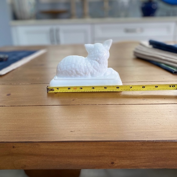 Westmorland White Milk (TOP ONLY) lGlass Cat w/ blue Glass Eyes Butter Dish Top - Picture 5 of 9